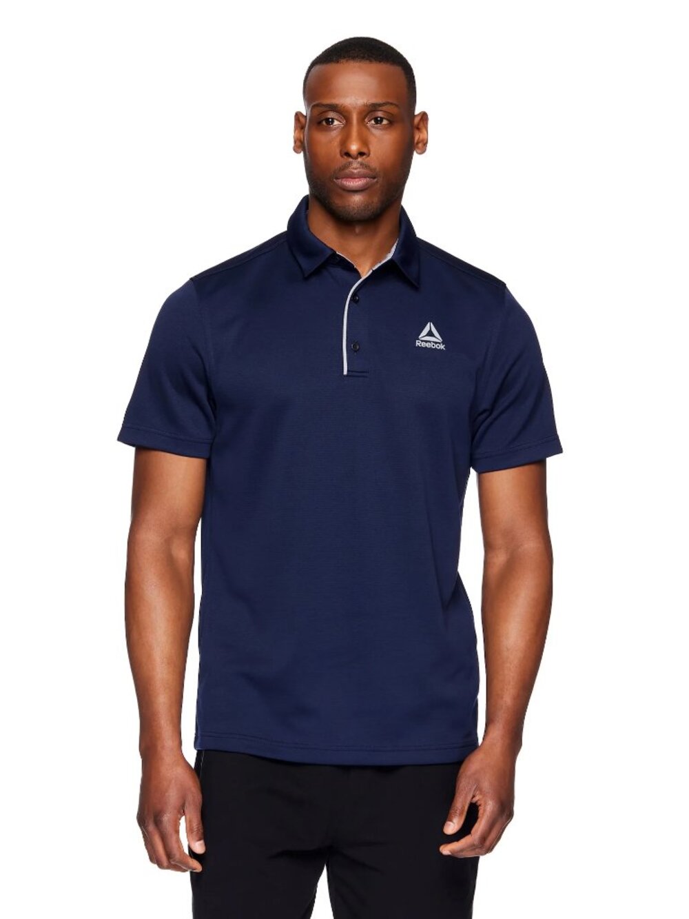 Reebok Mens Ace Performance Short Sleeve Collared Deep Navy Blue Golf Shirt